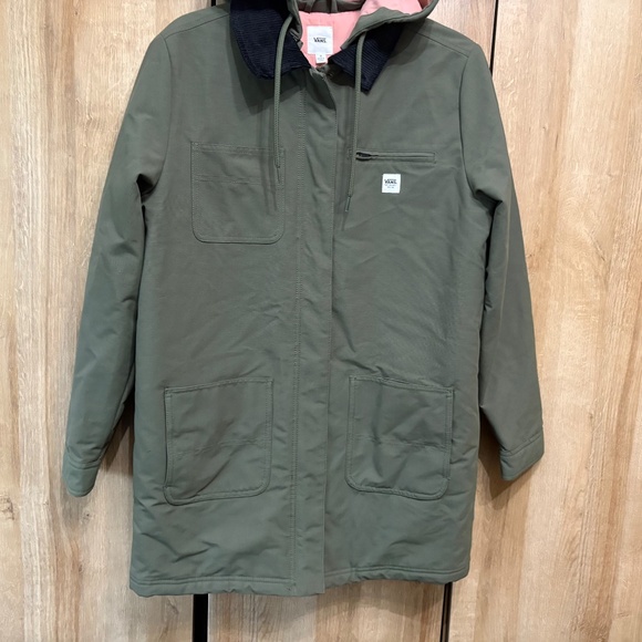VANS Women’s Drill Chore Long Coat Corduroy Collar Hooded Jacket Size S MTE - Picture 9 of 16